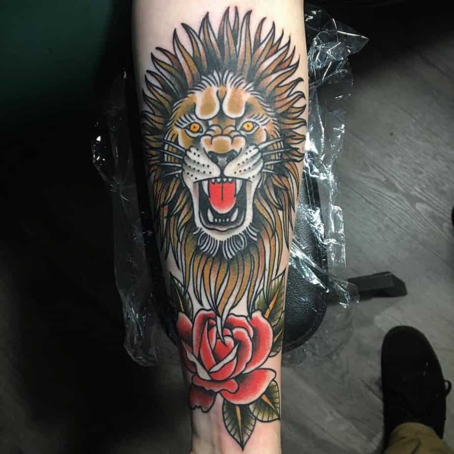 Lion tattoo ideas with a touch of color 2