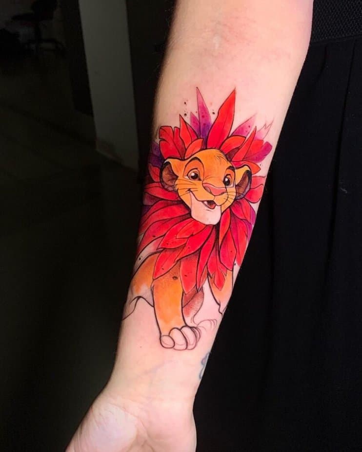 Lion tattoo ideas with a touch of color 8