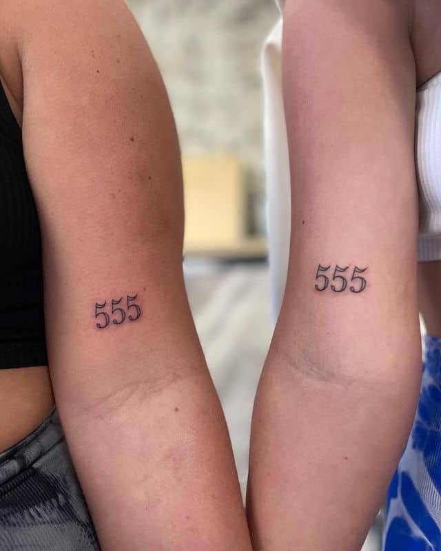Matching 555 arm tattoos
