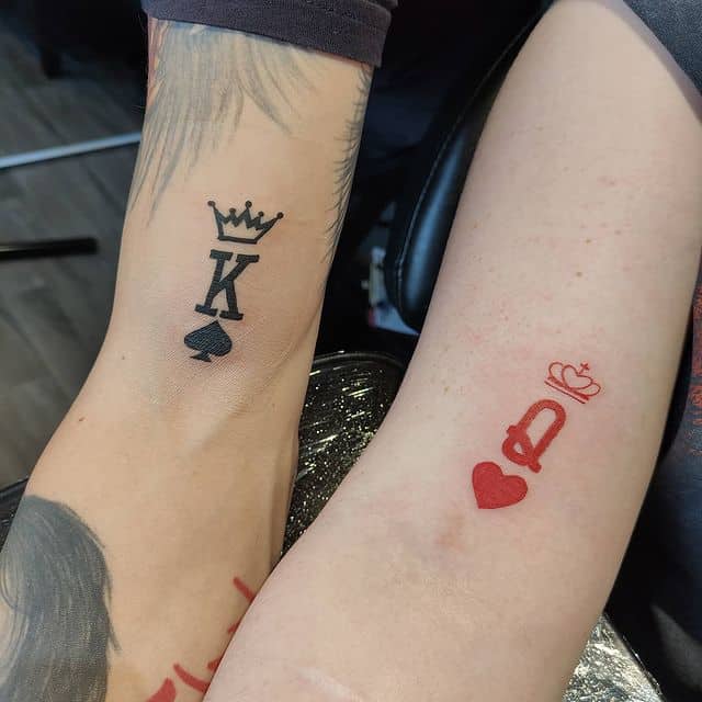 Matching couple tattoos
