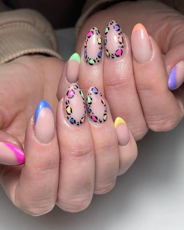 Rainbow animal print nails