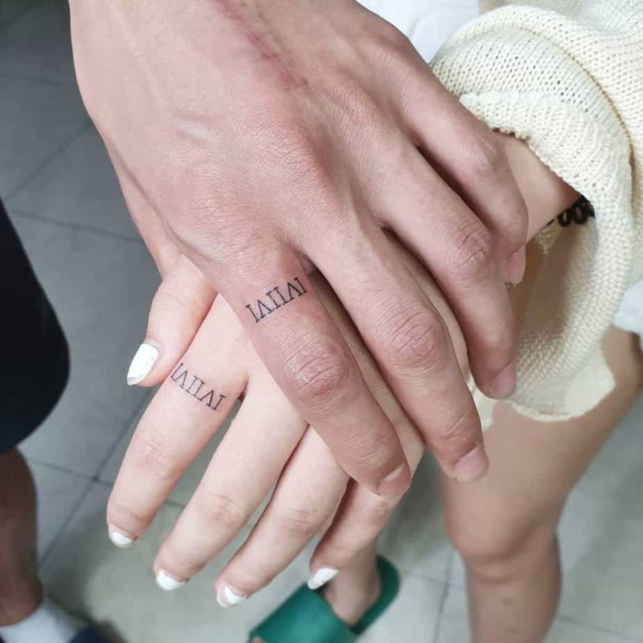 Ring tattoos of Roman numbers