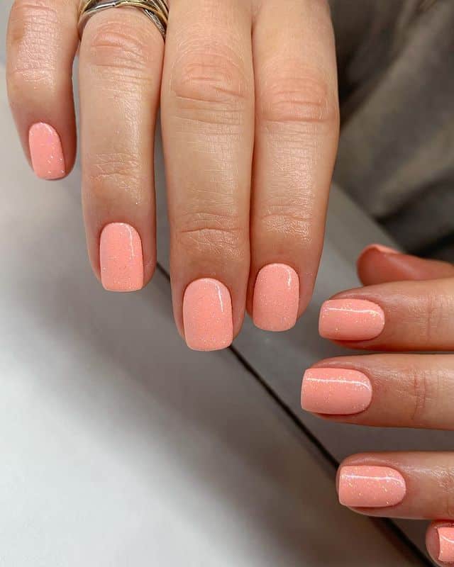 Shimmery peach nails
