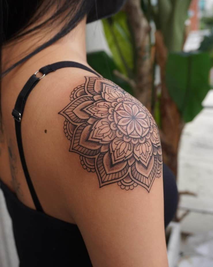 Mandala shoulder tattoo