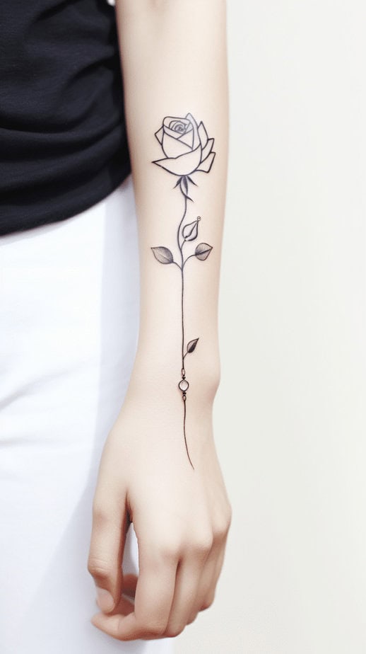 Simple Traditional Rose Tattoo
