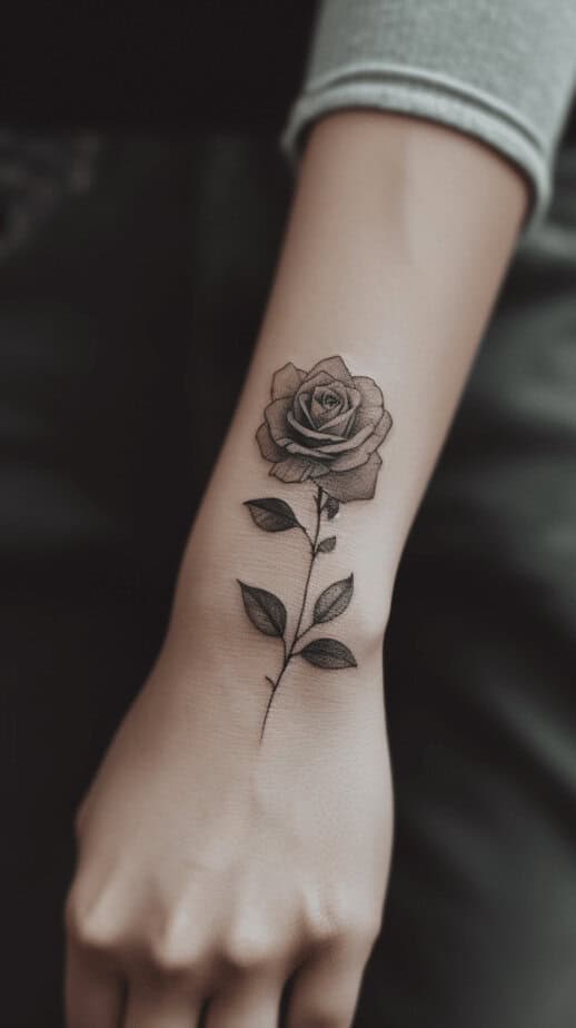 Simple Traditional Rose Tattoo
