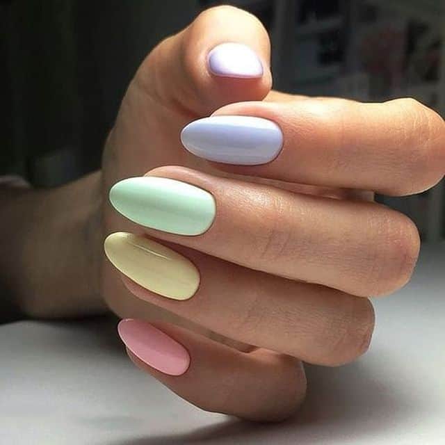 Solid pastel nails