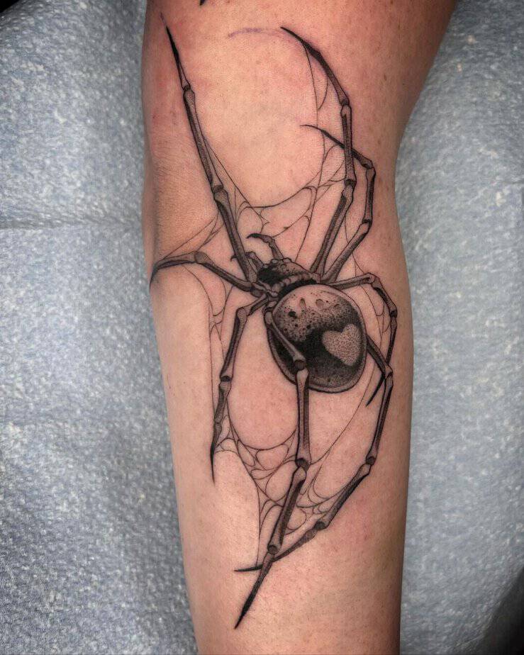 Tatuaggio con ragno e ragnatela