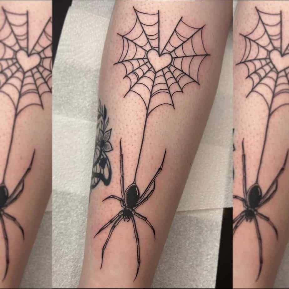 Spider and web tattoo