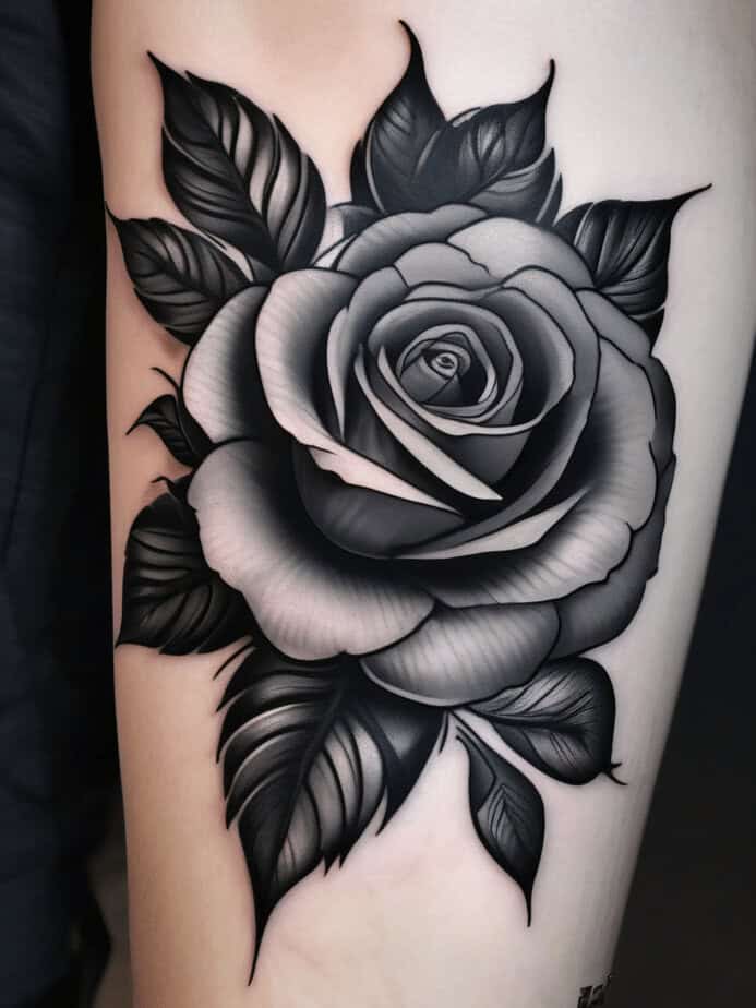 Tatuaggio tradizionale rosa nero e grigio