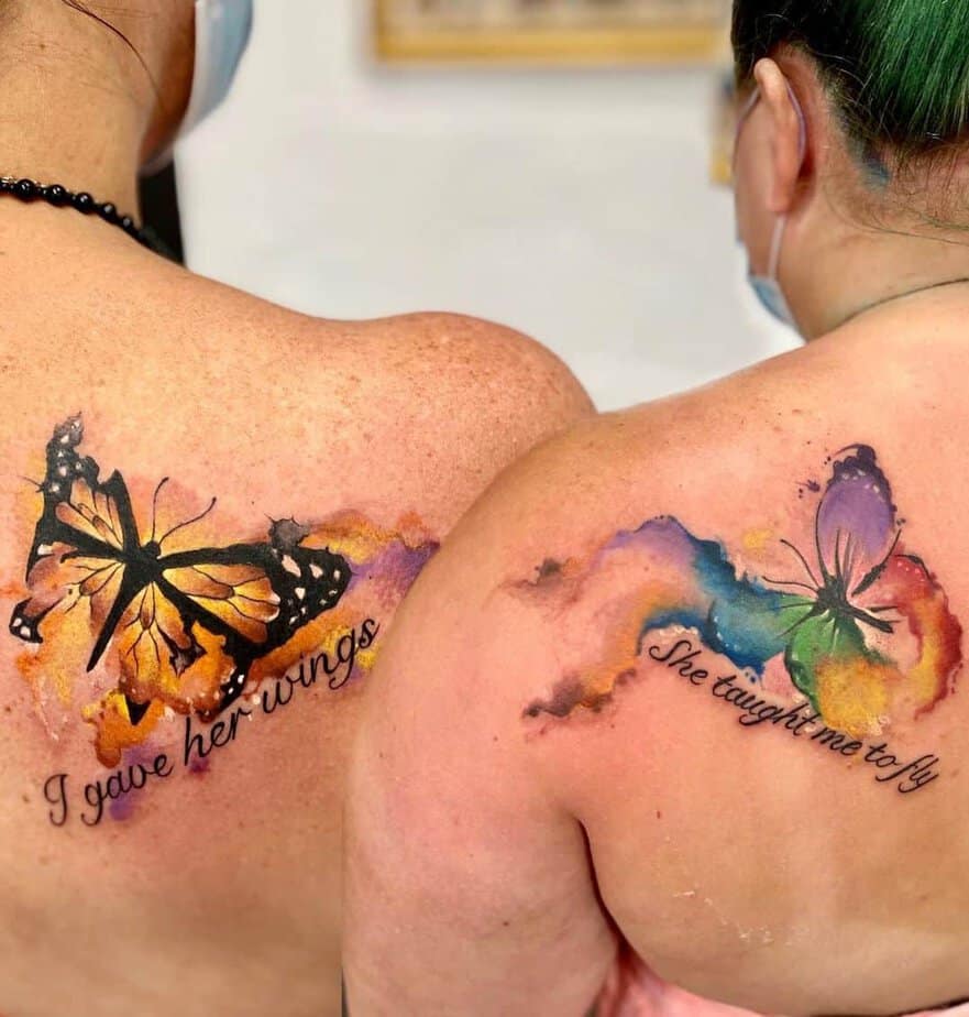 Two butterflies for mom and daughter