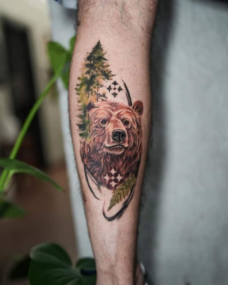14. Una scena di orso colorato sulla gamba