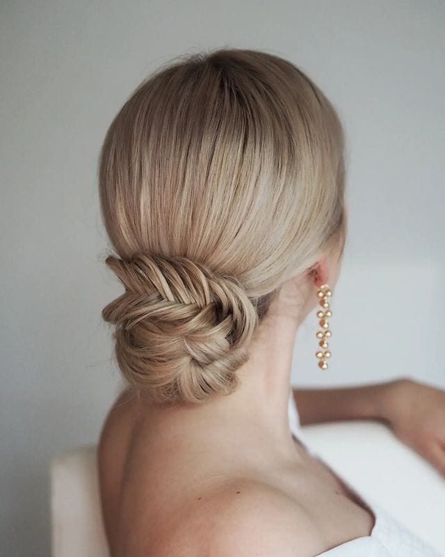 Updo with a fishtail braid