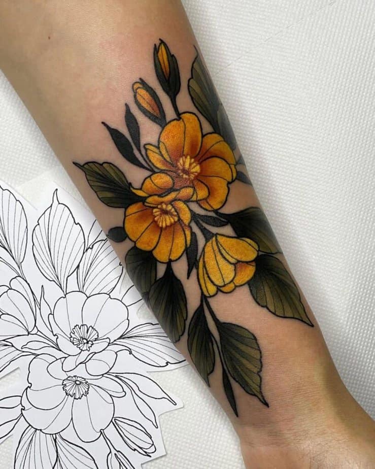 Watercolor floral tattoo