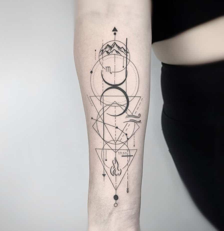 18. Geometrical tattoo with astrological symbolism
