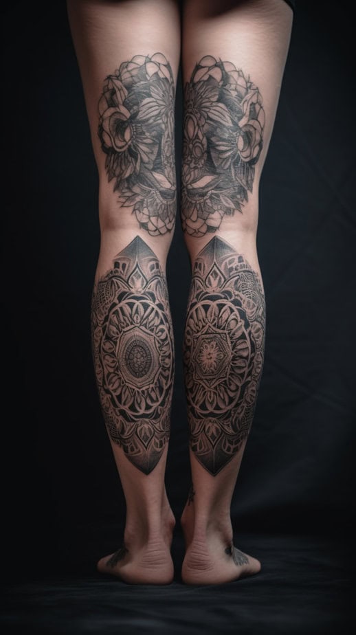 12. Calf mandala tattoo
