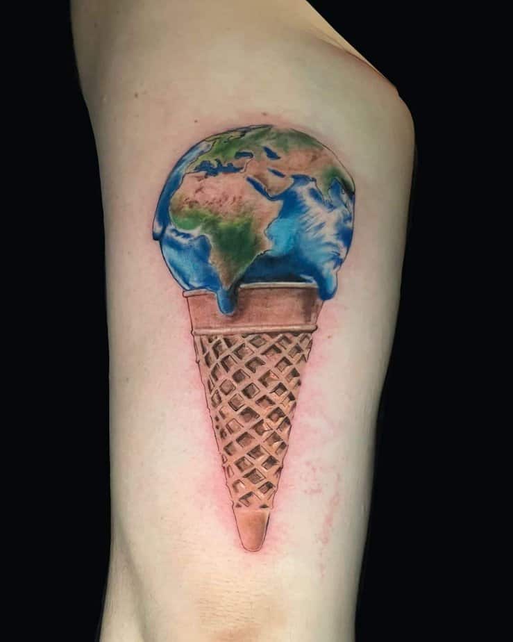 Colorful Earth tattoo

