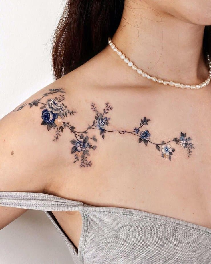 Floral shoulder tattoos