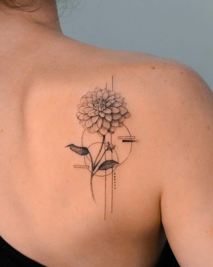 15. Geometrical tattoo designs with flowers