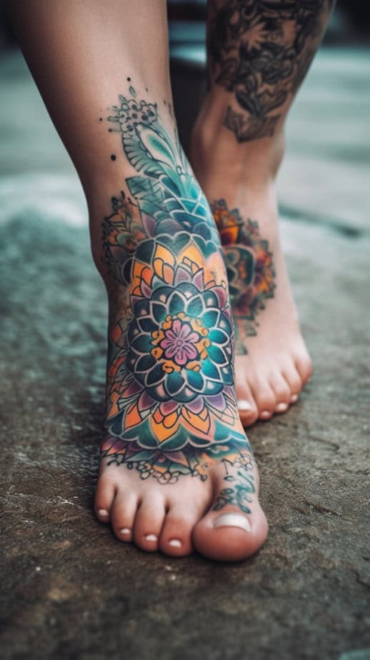 2. Tatuaggio mandala del piede