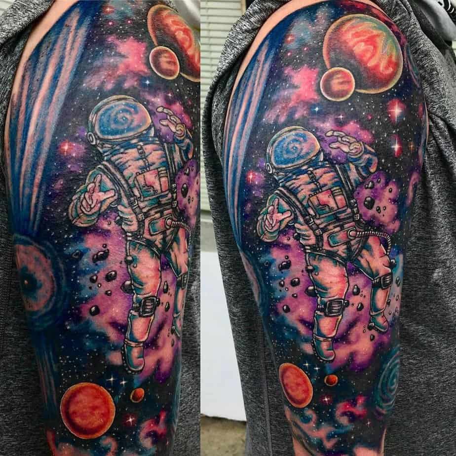 Half-sleeve galaxy tattoos