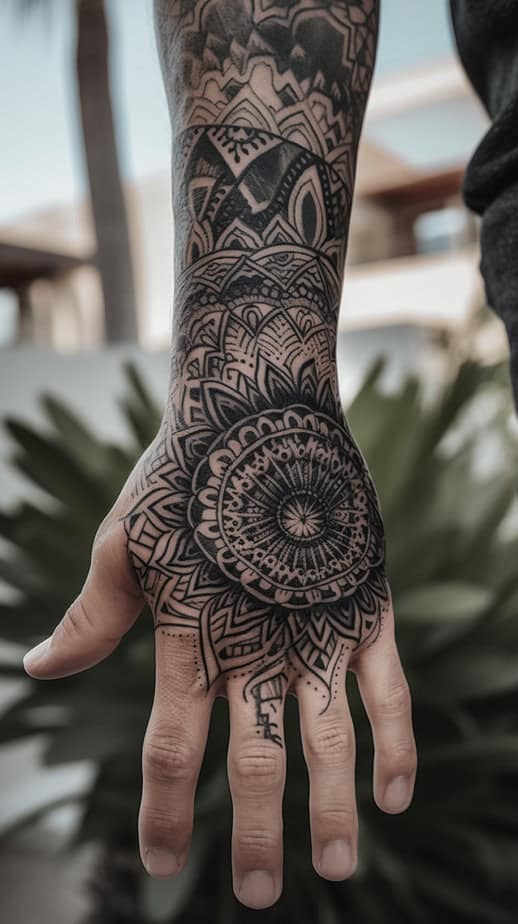 3. Tatuaggio mandala a mano