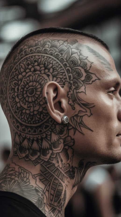 9. Tatuaggio mandala sulla testa