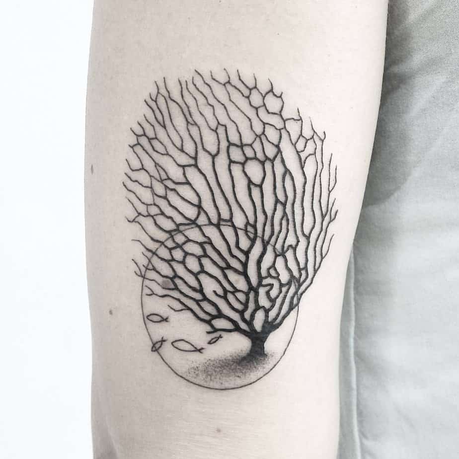 Black and gray coral tattoos