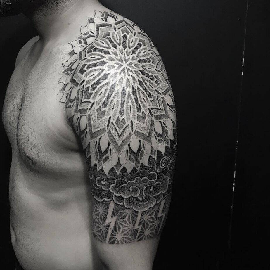 Mandala shoulder tattoo