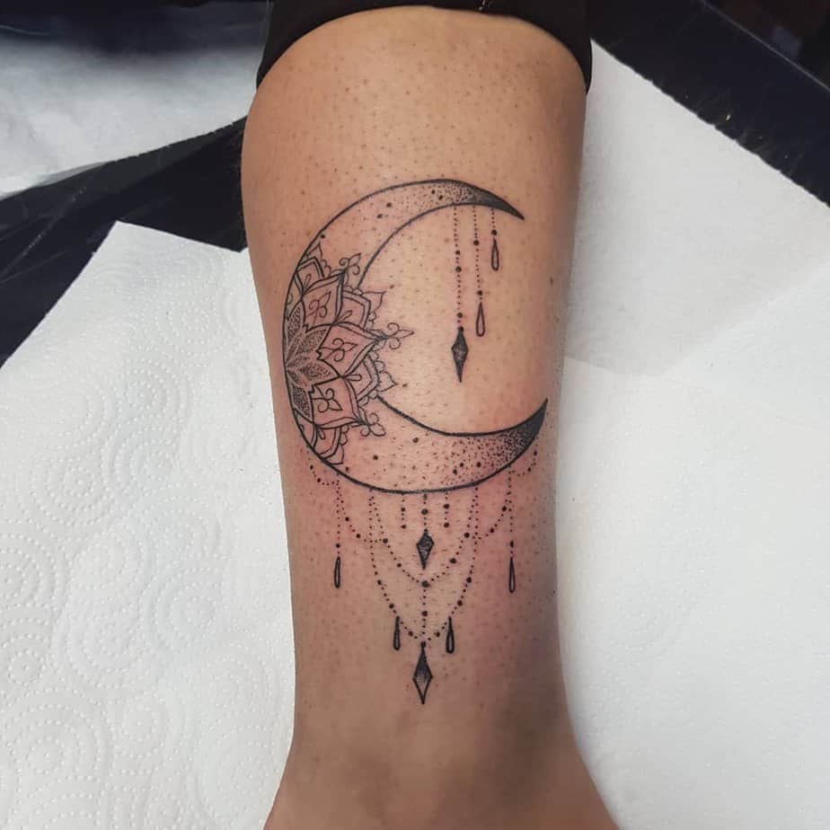 Mandala moon and stars tattoos