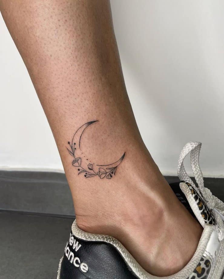 Floral moon tattoo designs