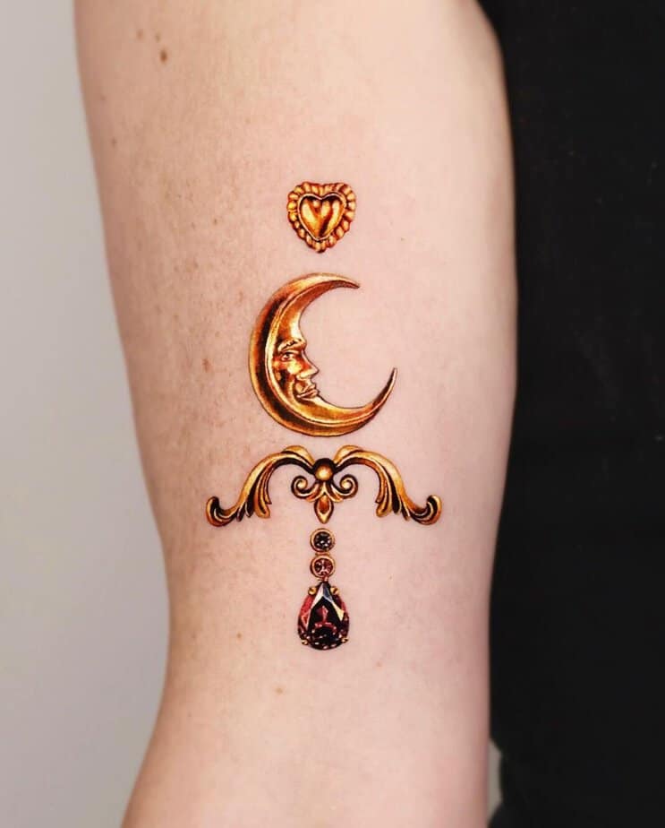 Moon face tattoo