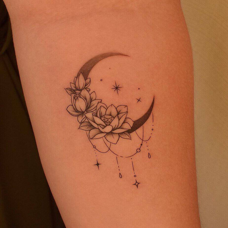 Floral moon tattoo designs