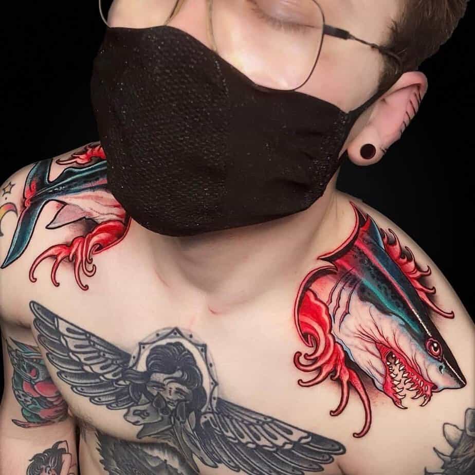 Bold and colored shoulder tattoo