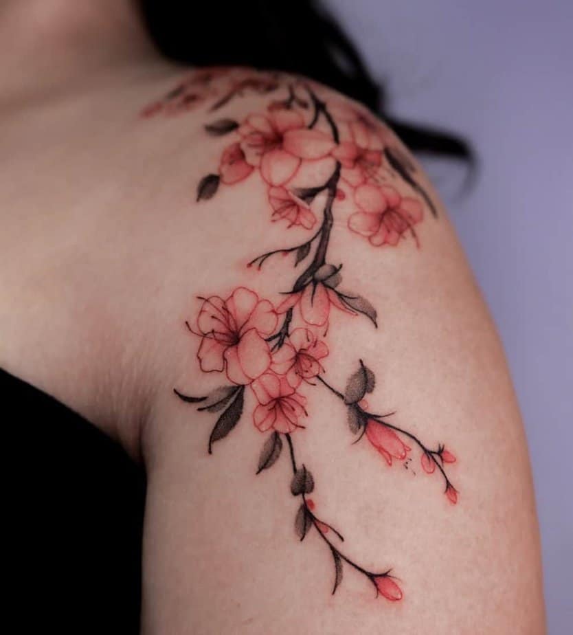 Pretty n’ pink cherry blossom tattoos