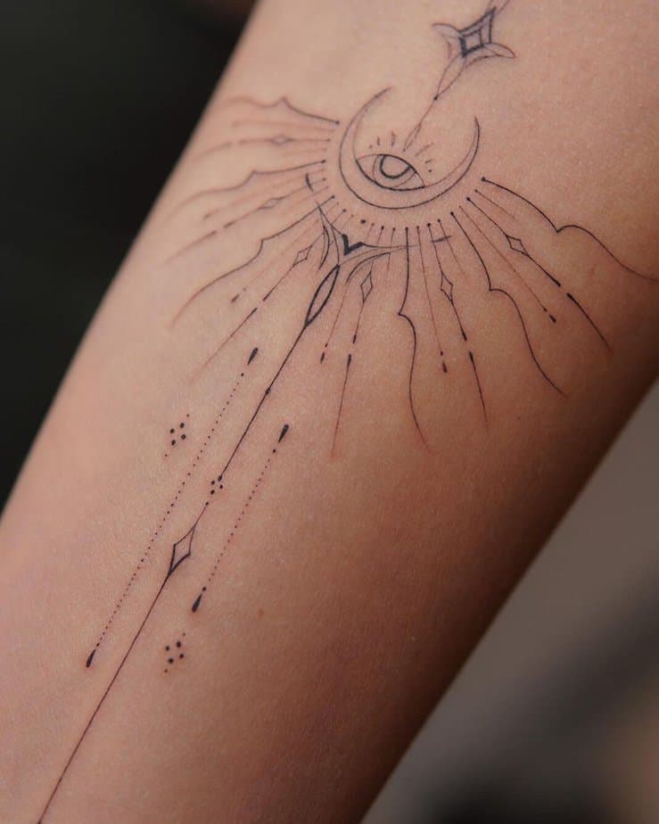 Minimal moon tattoo