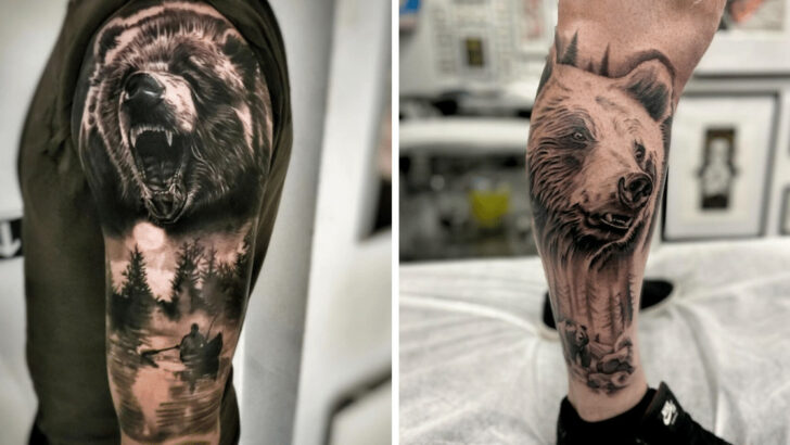 Libera il tuo ruggito interiore con queste 24 audaci idee di tatuaggio di orsi.