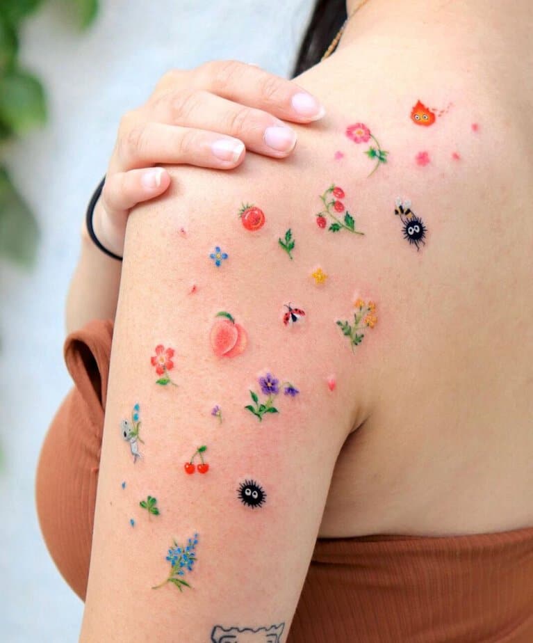 Whimsical shoulder tattoo