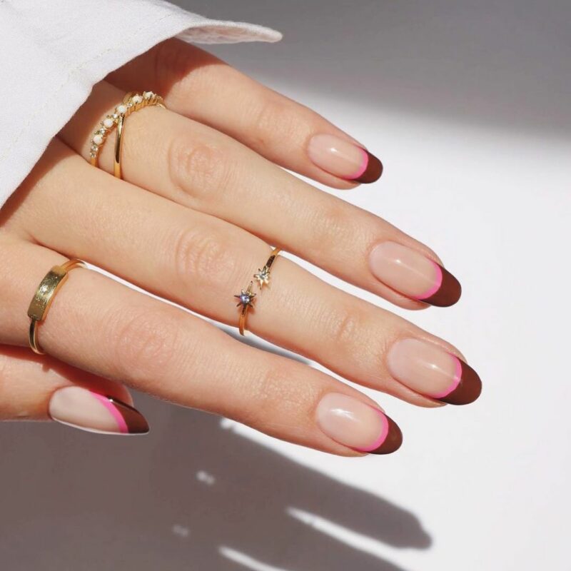 40 Totally Fabulous Two-Tone French Nail Ideas