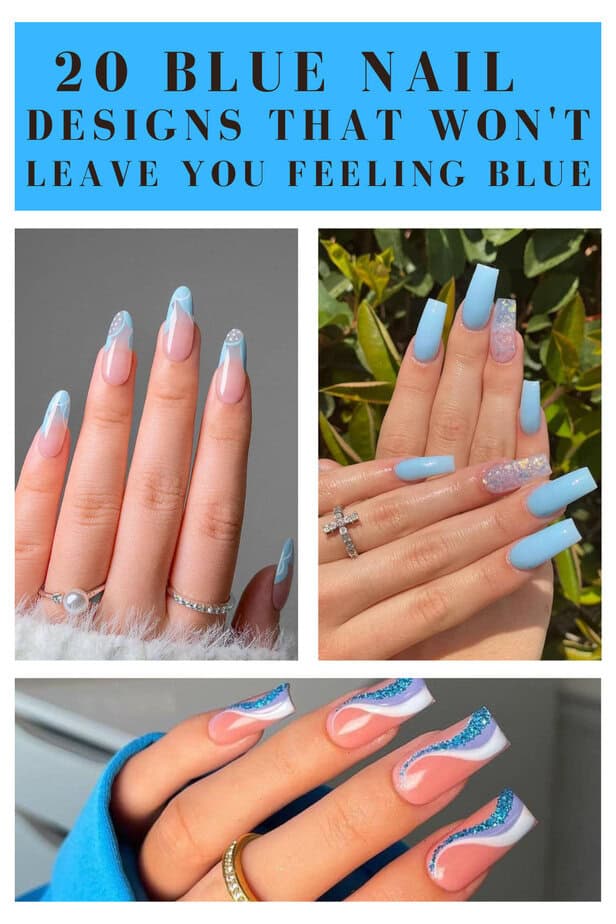 20 Disegni per unghie blu che non vi faranno sentire blu