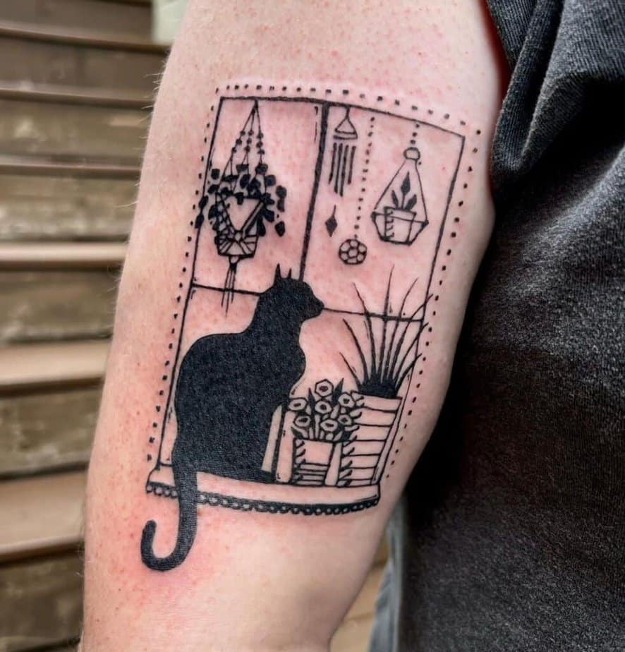 20 tatuaggi mozzafiato di gatti neri che vi porteranno fortuna 14