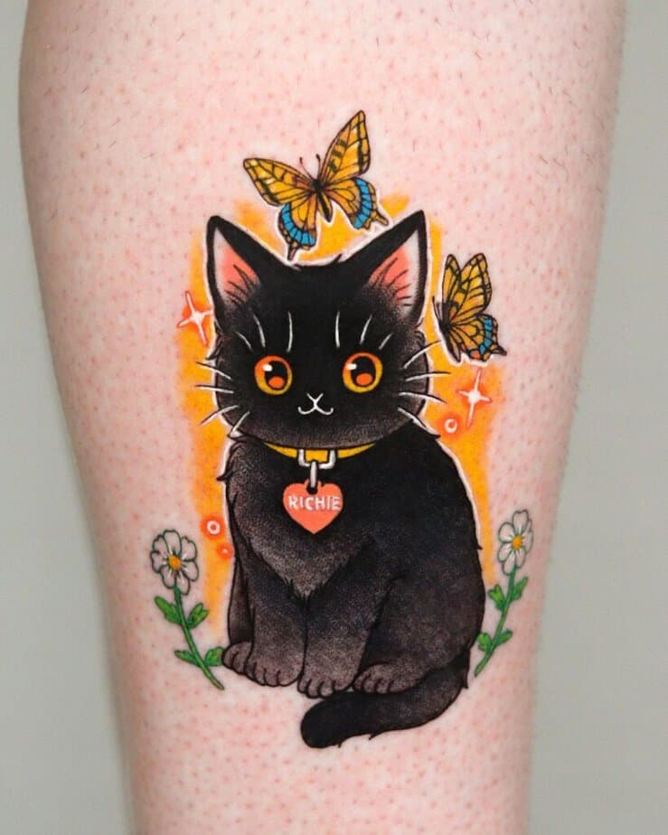 20 tatuaggi mozzafiato di gatti neri che vi porteranno fortuna