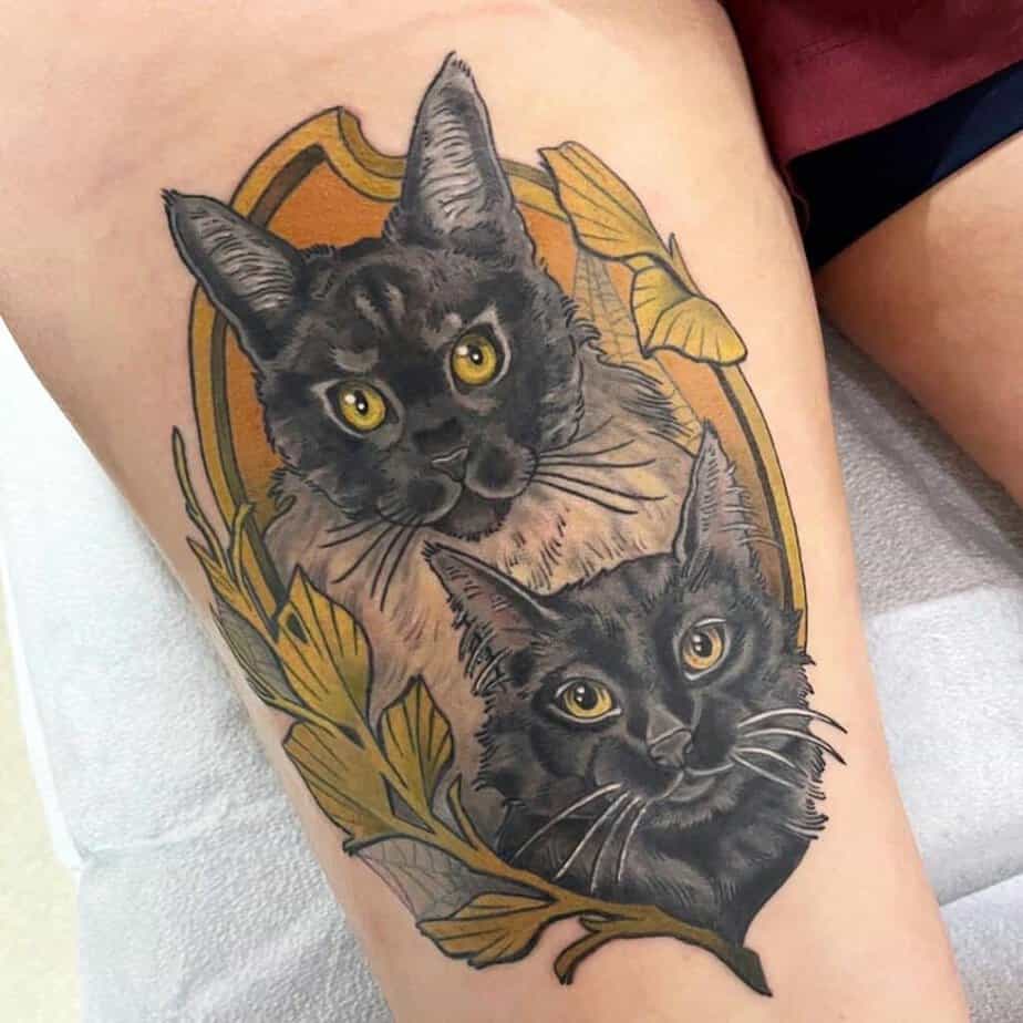 20 tatuaggi mozzafiato di gatti neri che vi porteranno fortuna 8