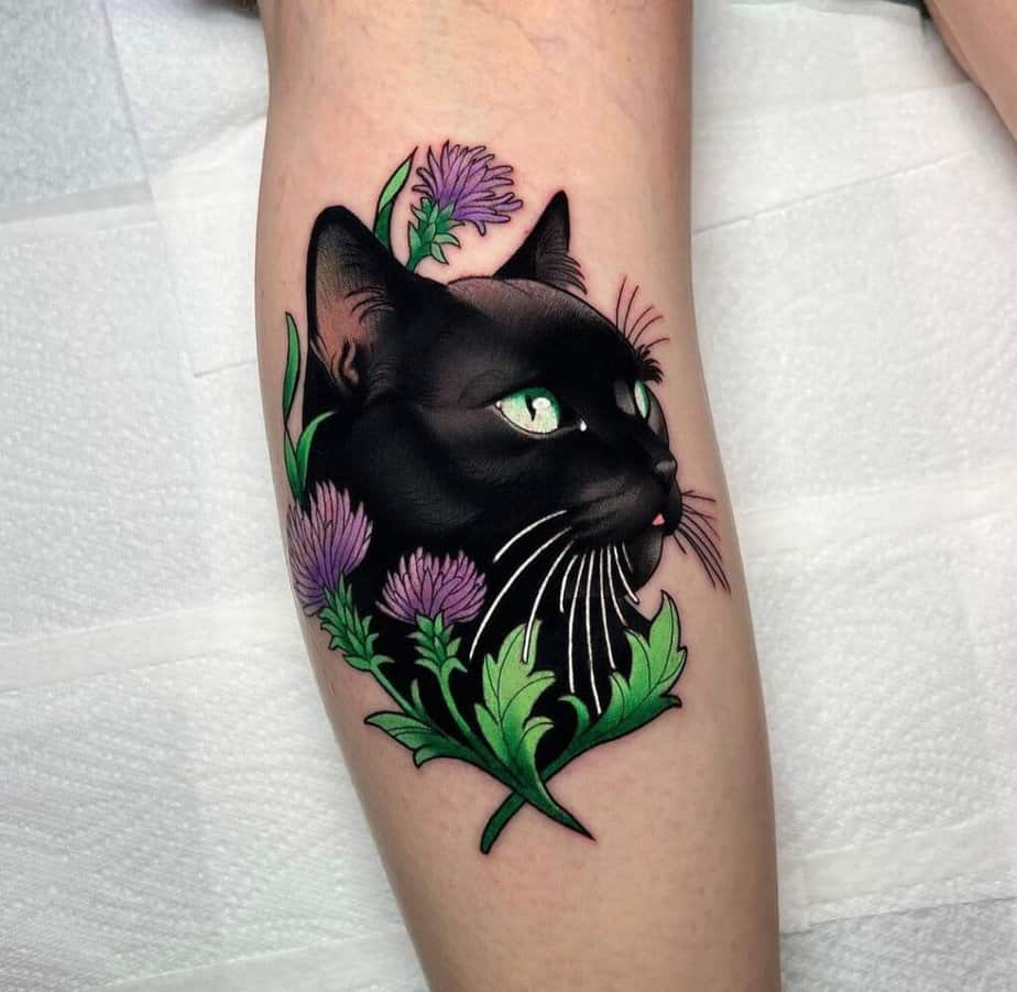 20 tatuaggi mozzafiato di gatti neri che vi porteranno fortuna