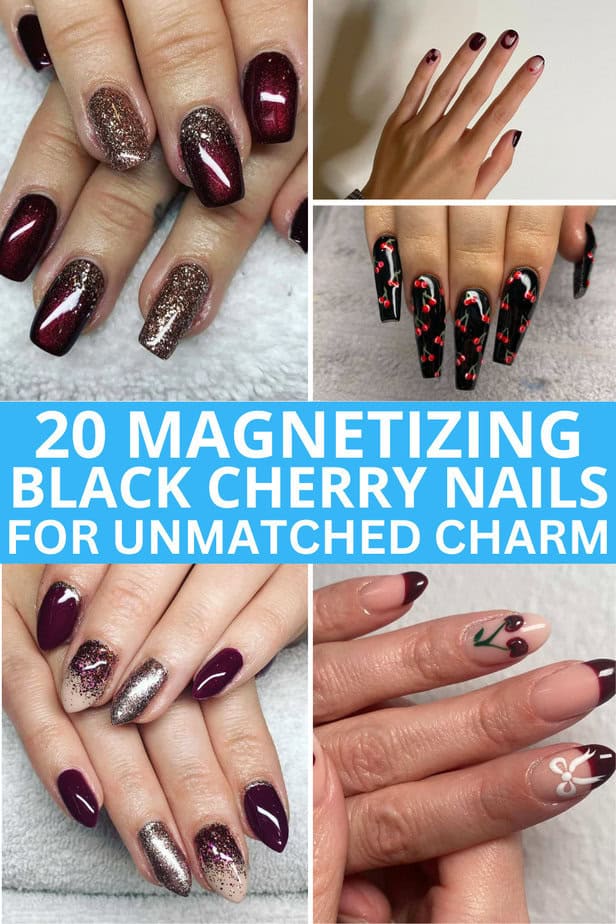 20 Unghie magnetizzanti in ciliegio nero per un fascino ineguagliabile