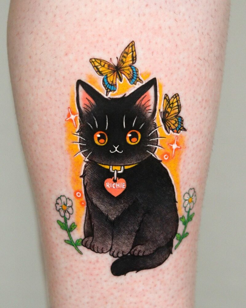 20 breathtaking black cat tattoos that will bring you good luck