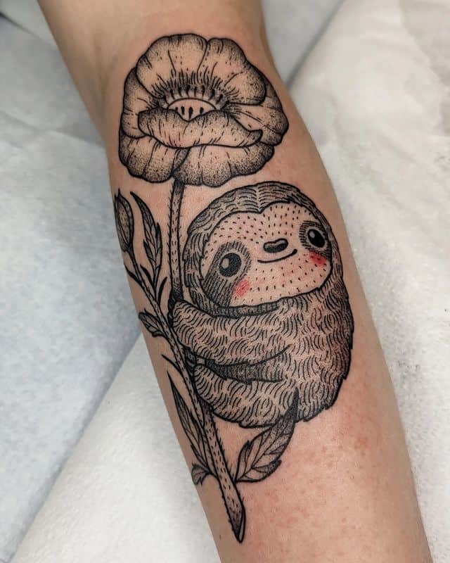 24 Cute Sloth Tattoos That8217ll Remind You To Slow Down 2