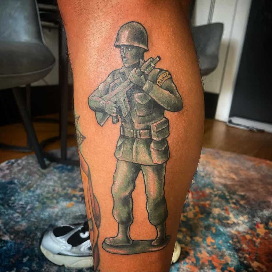 30. Green army man military tattoos