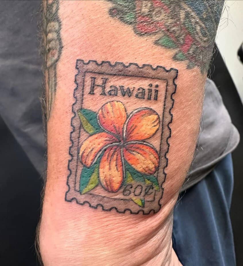 32. Hawaii stamp tattoo