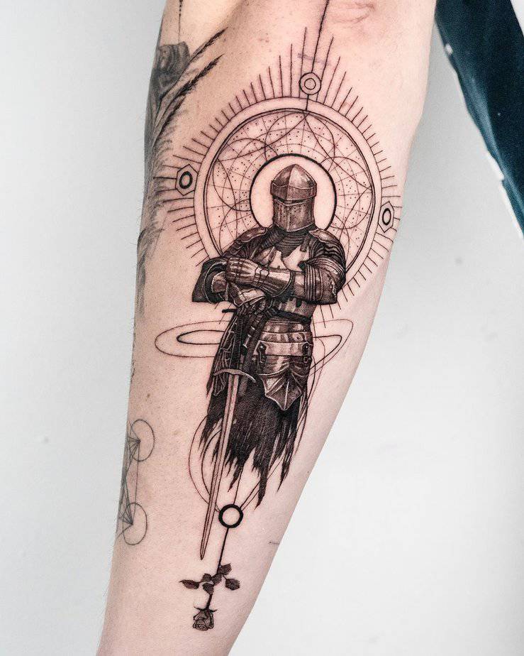 Abstract knight tattoo